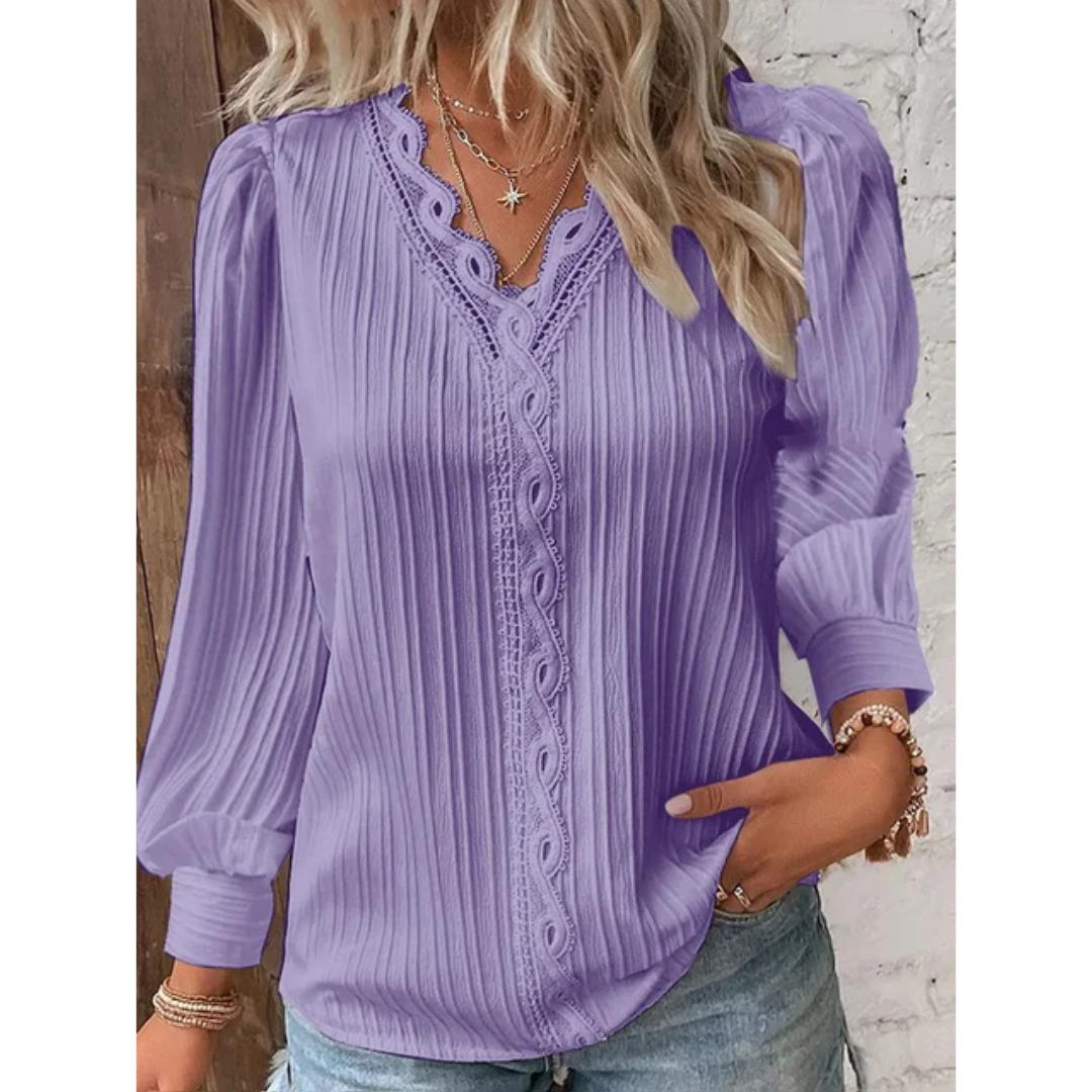Blouse Noire Dentelle | Polyester & Coton | Élégance Sophistiquée et Confort