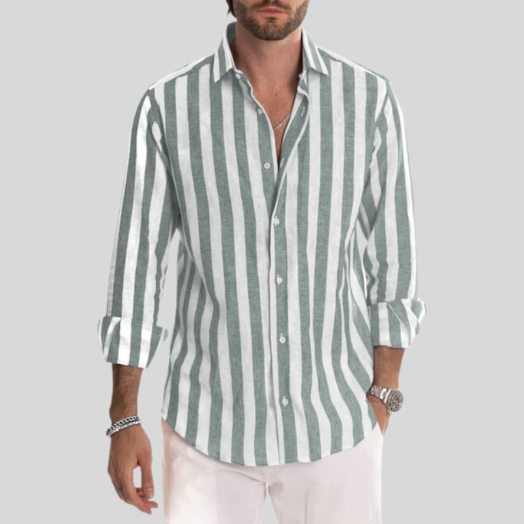 Chemise Rayée Bleu et Blanc | Coton Léger | Style Estival Élégant