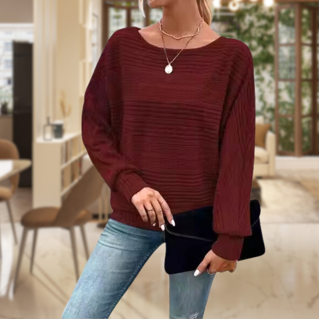 Pull Ample | Maille Douce | Col Bateau et Manches Longues