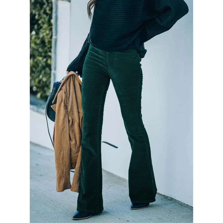 Pantalon Évasé en Velours | Taille Haute | Style Rétro