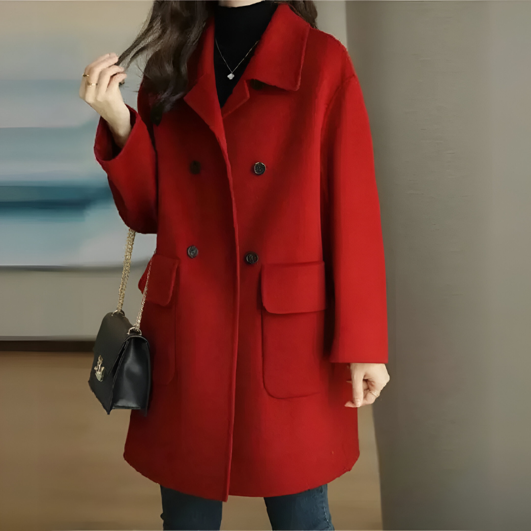 Manteau Long Noir Classique | Double Boutonnage | Élégance Intemporelle