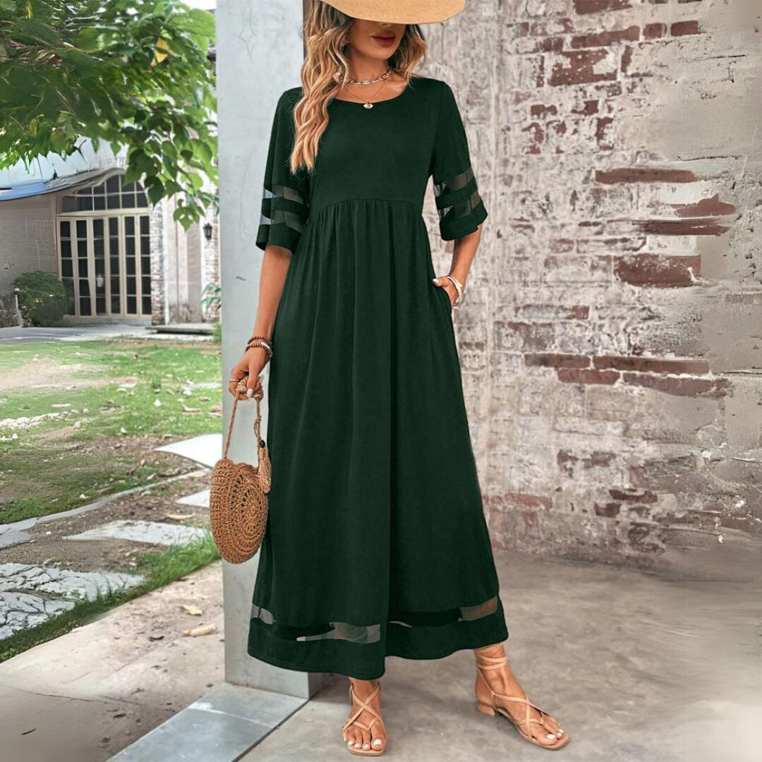 Robe Longue Femme | Détails Transparents | Élégante & Fluide