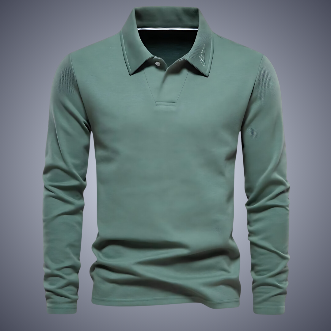 Polo Manches Longues | Bleu Foncé | Élégant et Confortable