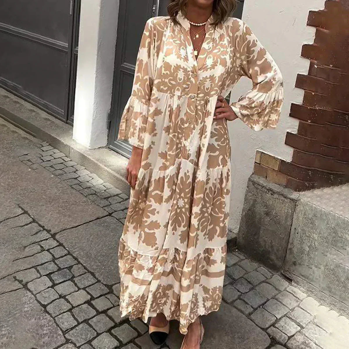Robe Longue Bohème à Imprimé Floral | Élégance Décontractée