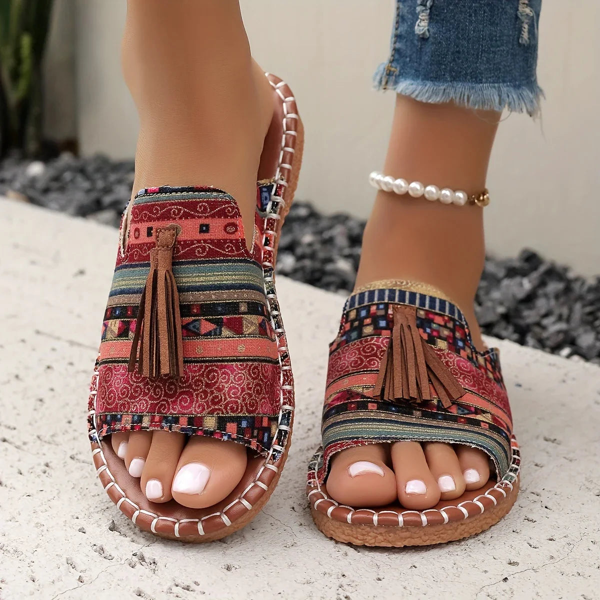 Sandales Bohèmes à Franges | Décontractées et Colorées