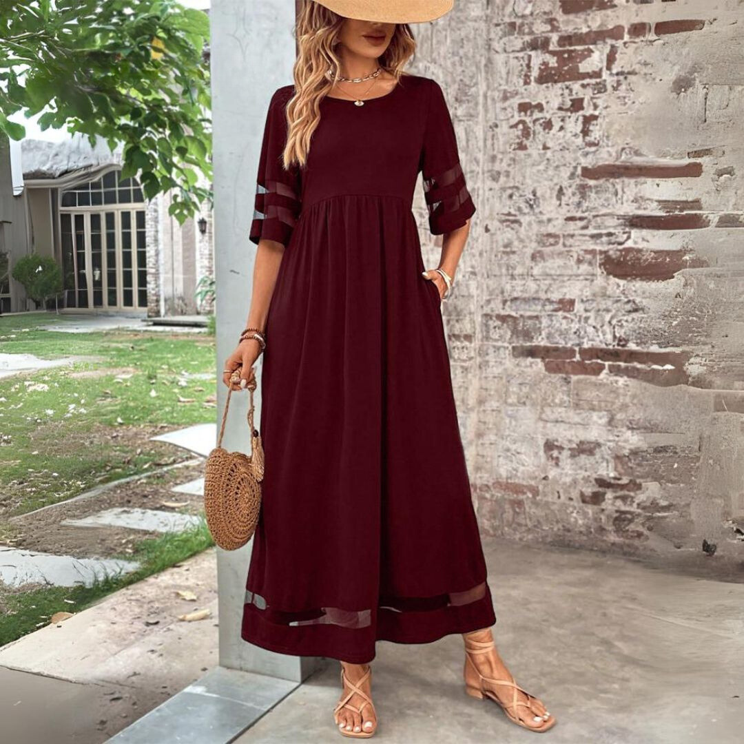 Robe Longue Femme | Détails Transparents | Élégante & Fluide