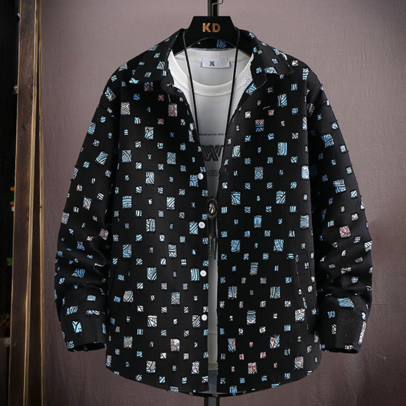 Chemise à Motifs Abstraits | Coton Léger | Style Artistique