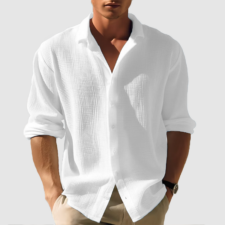 Chemise Bleu Clair en Coton Gaufré | Coton | Légère & Décontractée