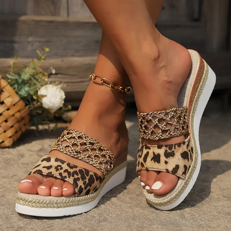 Sandales Compensées Léopard | Style Estival Audacieux