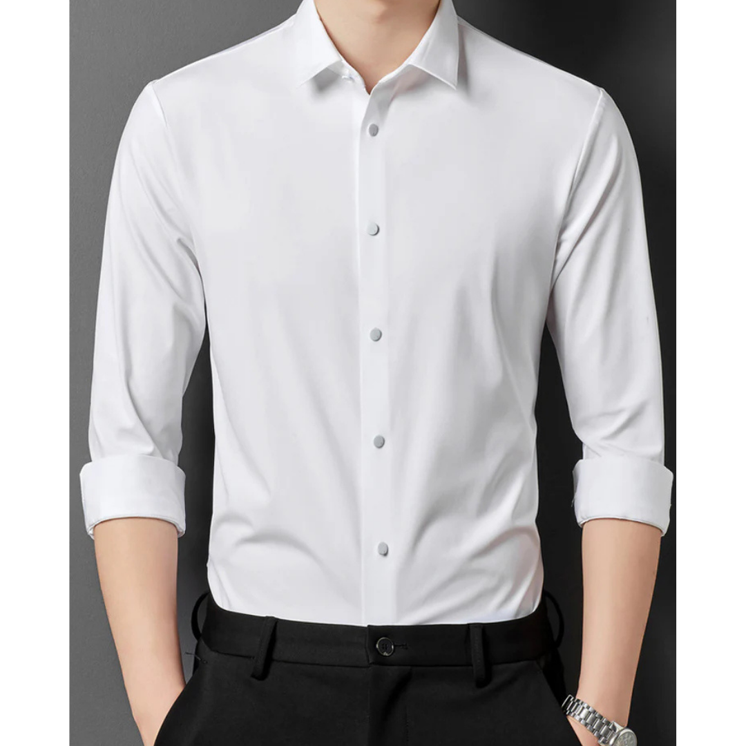 Chemise Bleu Clair | Polyester Extensible | Élégance Moderne