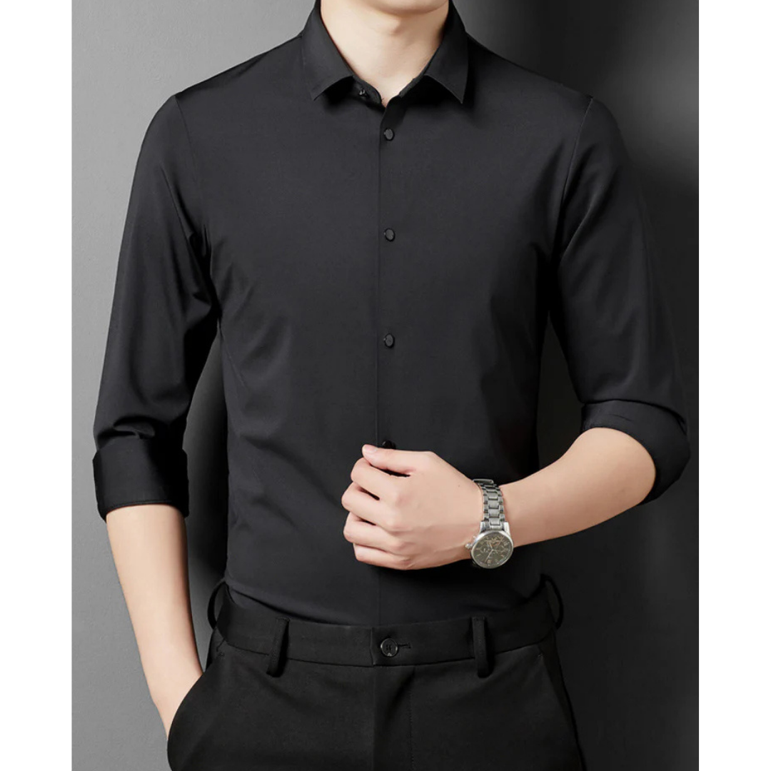 Chemise Bleu Clair | Polyester Extensible | Élégance Moderne
