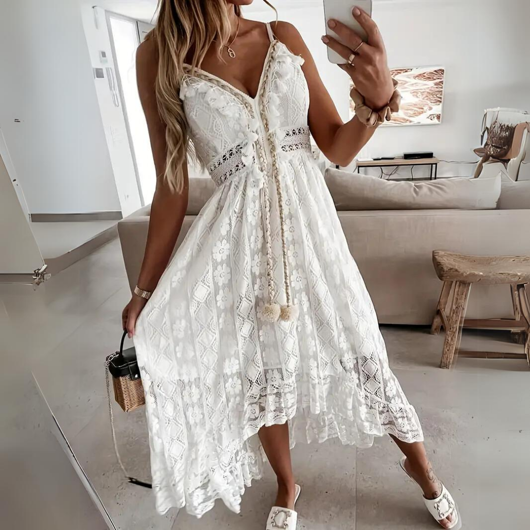 Robe Longue Dentelle Évasion Romantique | Élégance et Douceur
