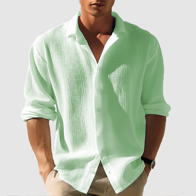 Chemise Bleu Clair en Coton Gaufré | Coton | Légère & Décontractée