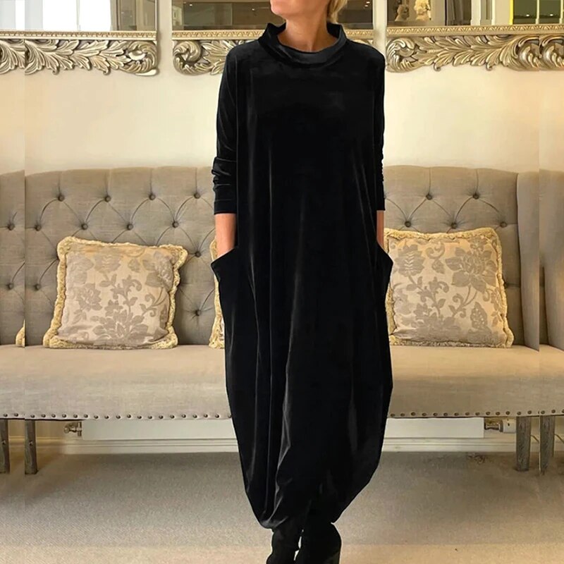 Robe Longue Velours | Confort Élégant pour l’Hiver