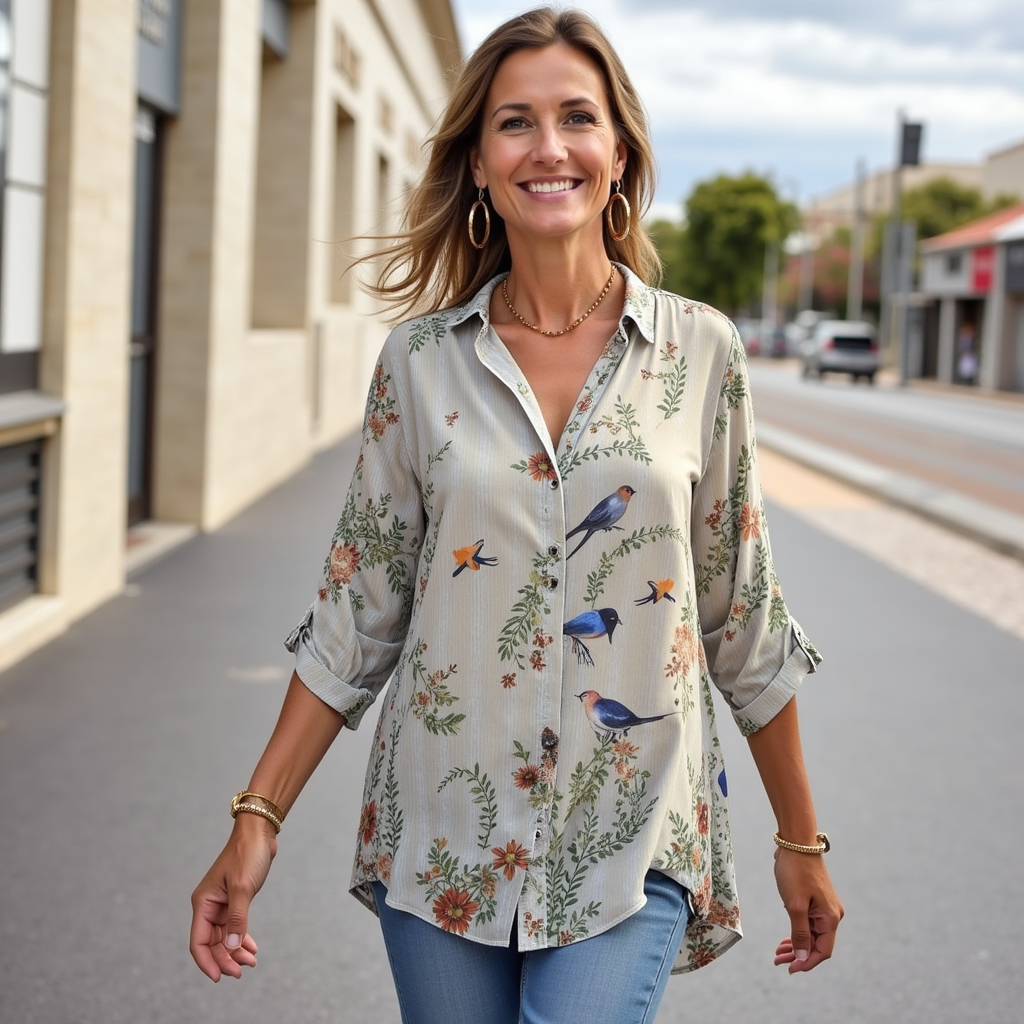 Chemise Fleurie Boutonnée | Élégance Décontractée