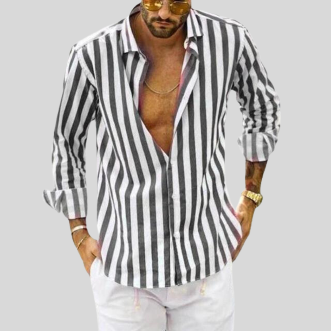 Chemise Rayée Bleu et Blanc | Coton Léger | Style Estival Élégant