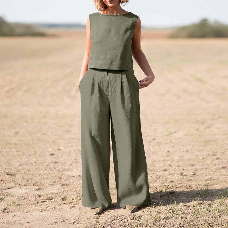Ensemble Pantalon Large | Élégance Naturelle et Confort Estival