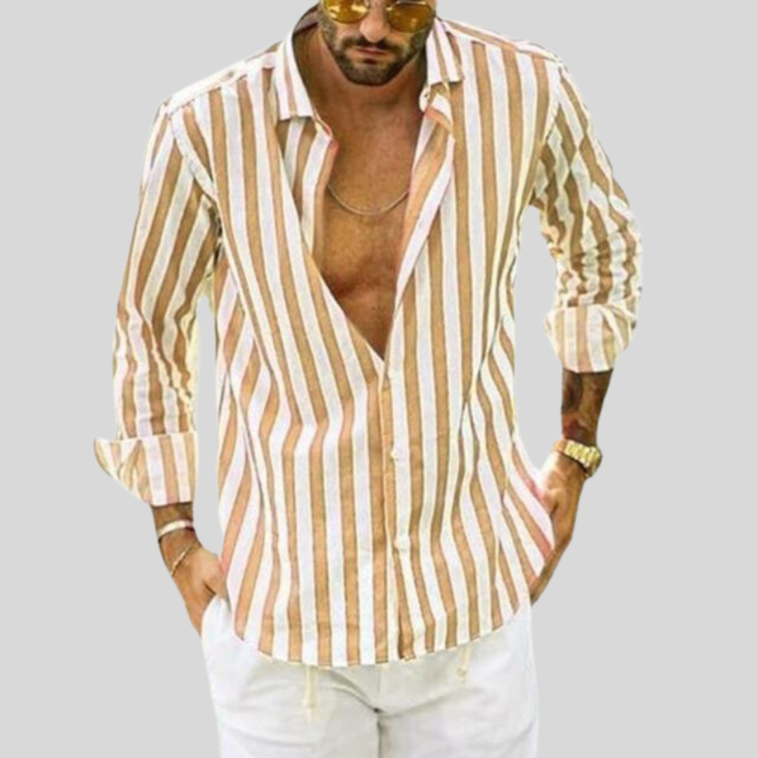 Chemise Rayée Bleu et Blanc | Coton Léger | Style Estival Élégant