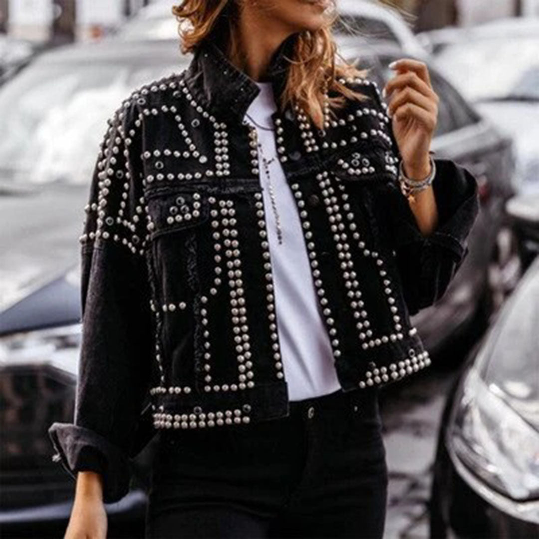 Veste Courte à Clous | Coton | Style Audacieux et Glam