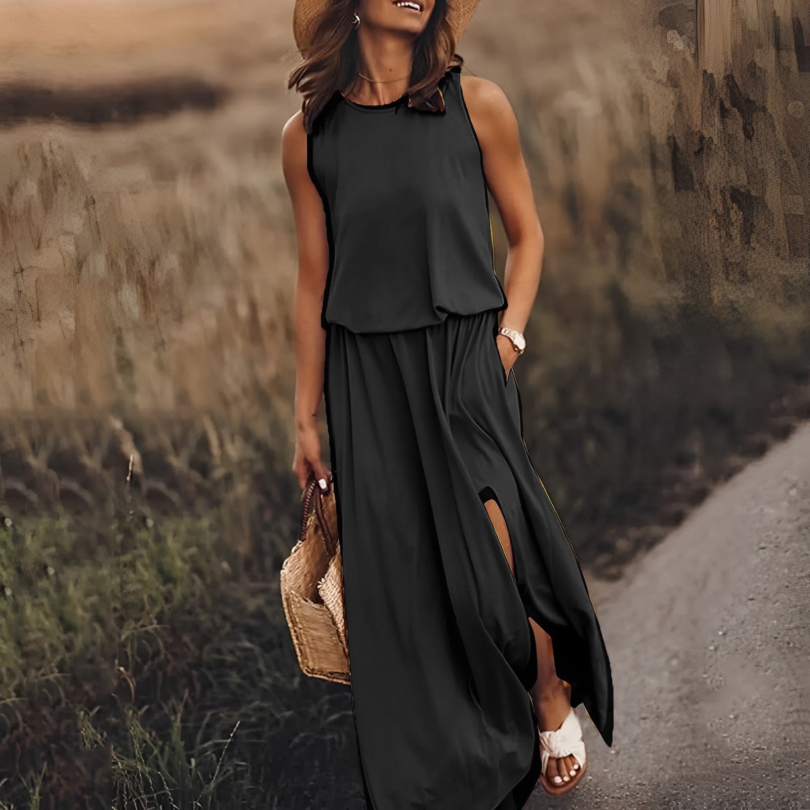 Robe Longue d’Été | Viscose | Fluide et Fendue