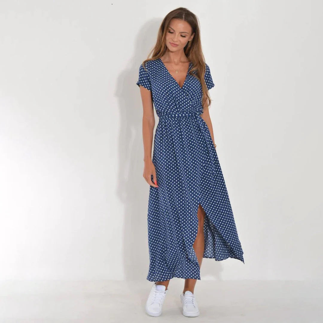 Flora - Robe Longue Portefeuille | Imprimé Coloré | Fluide et Élégante