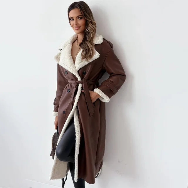 Manteau Long en Fausse Fourrure | Doublé Chaud | Élégance Hivernale