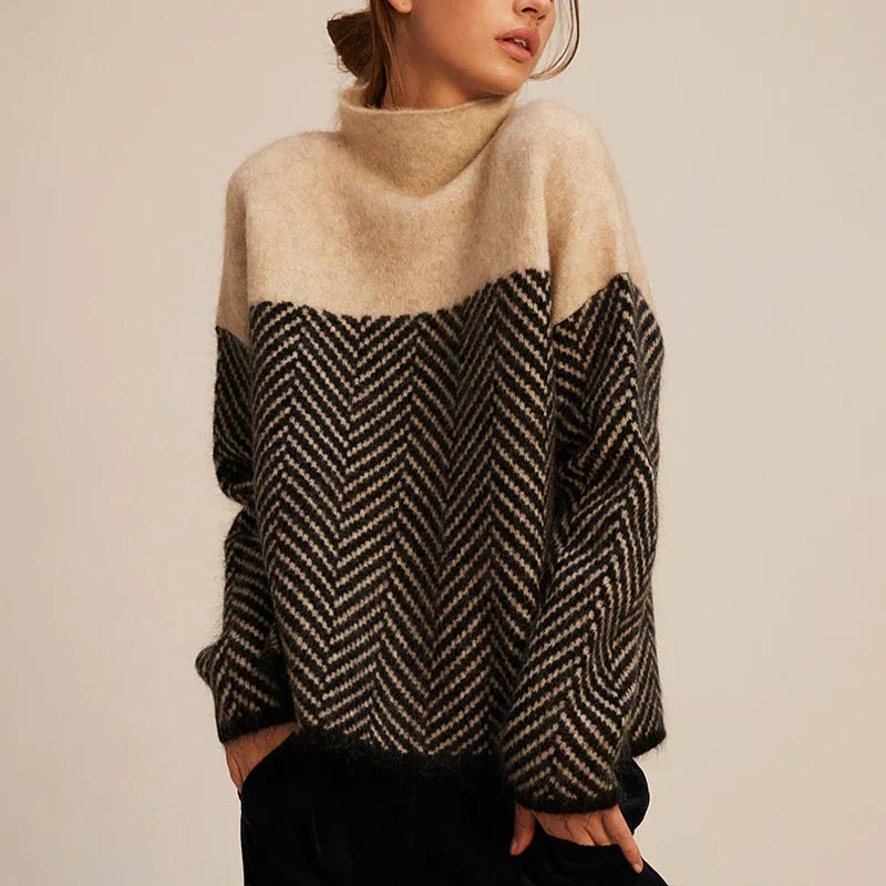Sophie | Pull en Maille Bicolore | Style Moderne | Laine Douce
