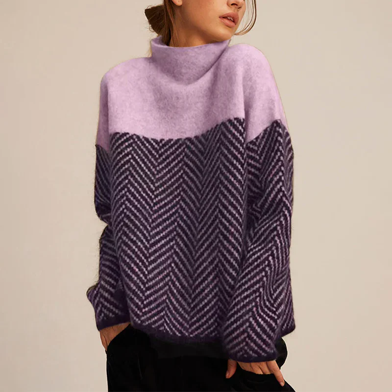 Mila - Pull Hiver | Tricot Doux | Motif Chevron