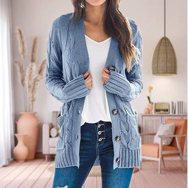 Cardigan en Maille Torsadée | Boutonné & Confortable | Look Décontracté