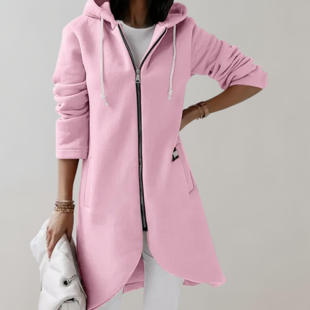 Veste Longue à Capuche Noire | Coton & Polyester | Confort & Style Décontracté
