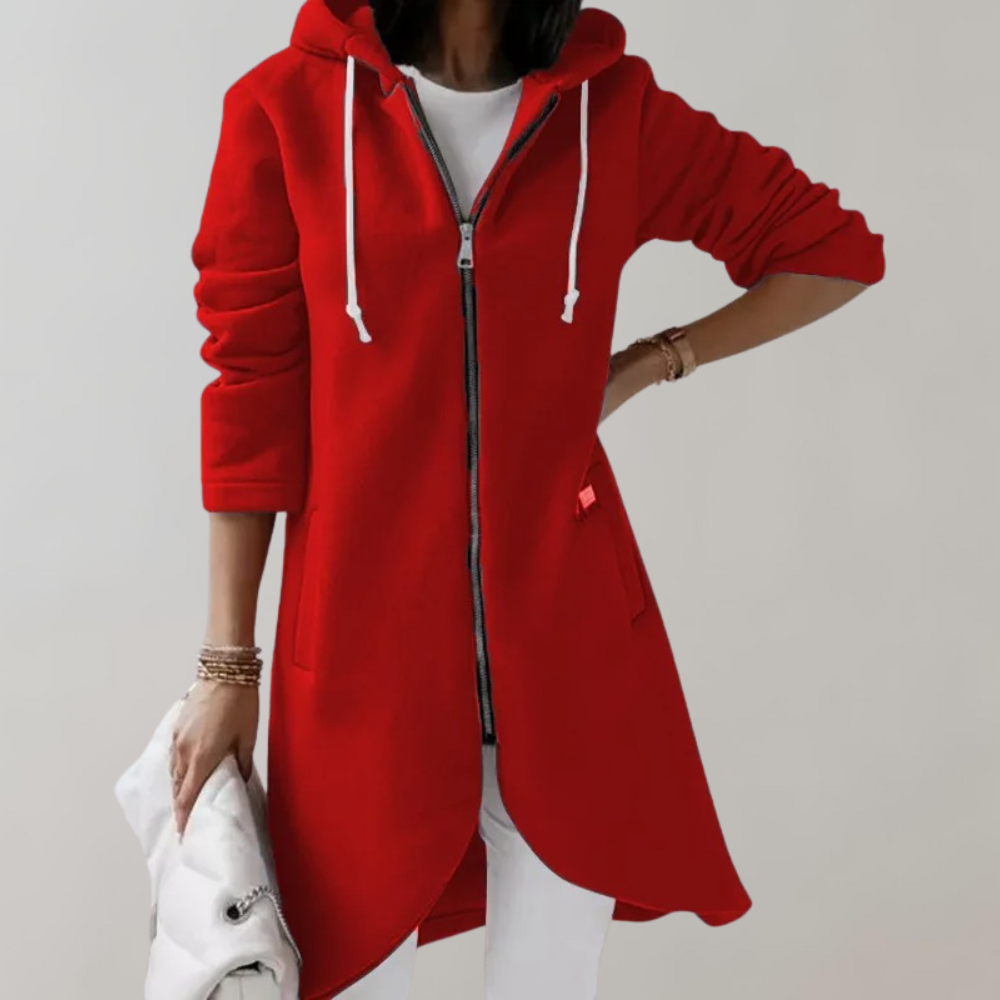 Veste Longue à Capuche Noire | Coton & Polyester | Confort & Style Décontracté