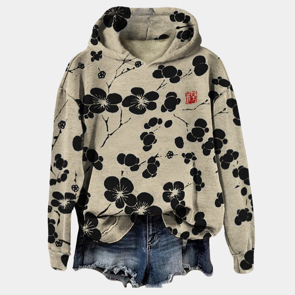 Flora Décontractée | Sweat Femme à Capuche Motif Fleurs
