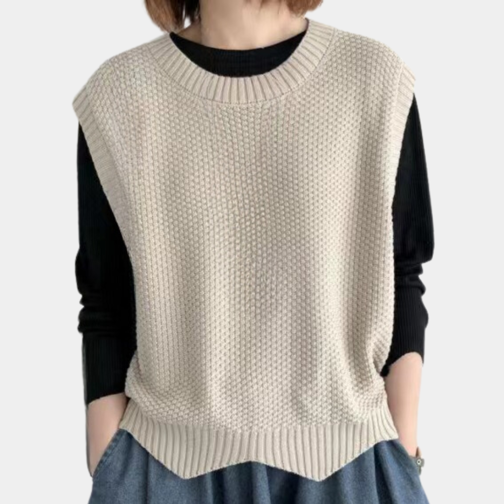 Mila - Pull Sans Manches Noir | Minimaliste | Superposition Parfaite