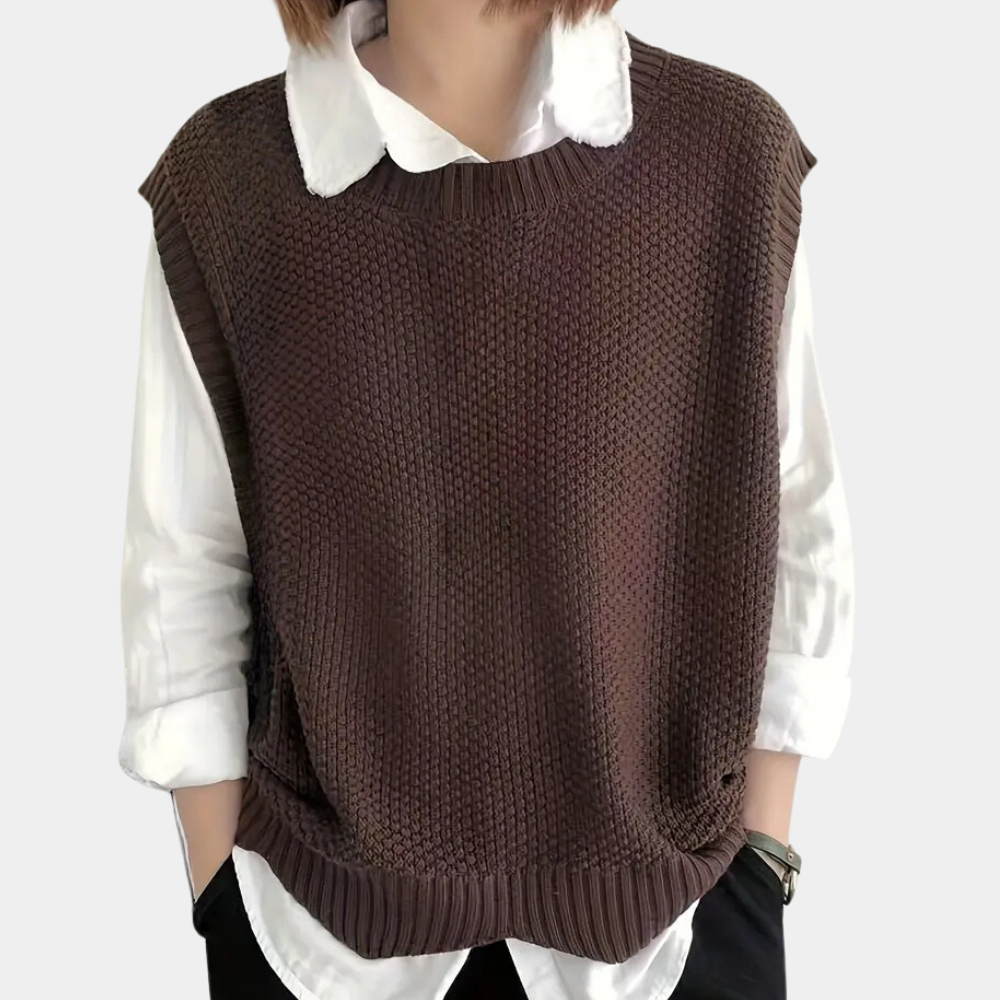 Mila - Pull Sans Manches Noir | Minimaliste | Superposition Parfaite
