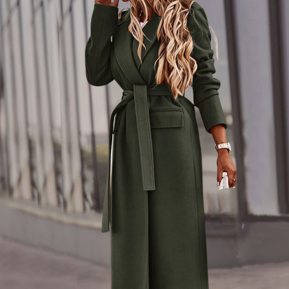 Manteau Long Ceinturé | Coton | Élégance Structurée et Intemporelle