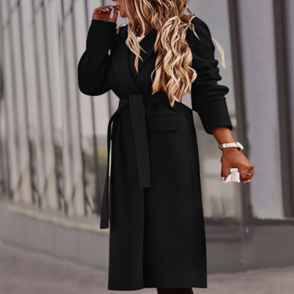 Manteau Long Ceinturé | Coton | Élégance Structurée et Intemporelle