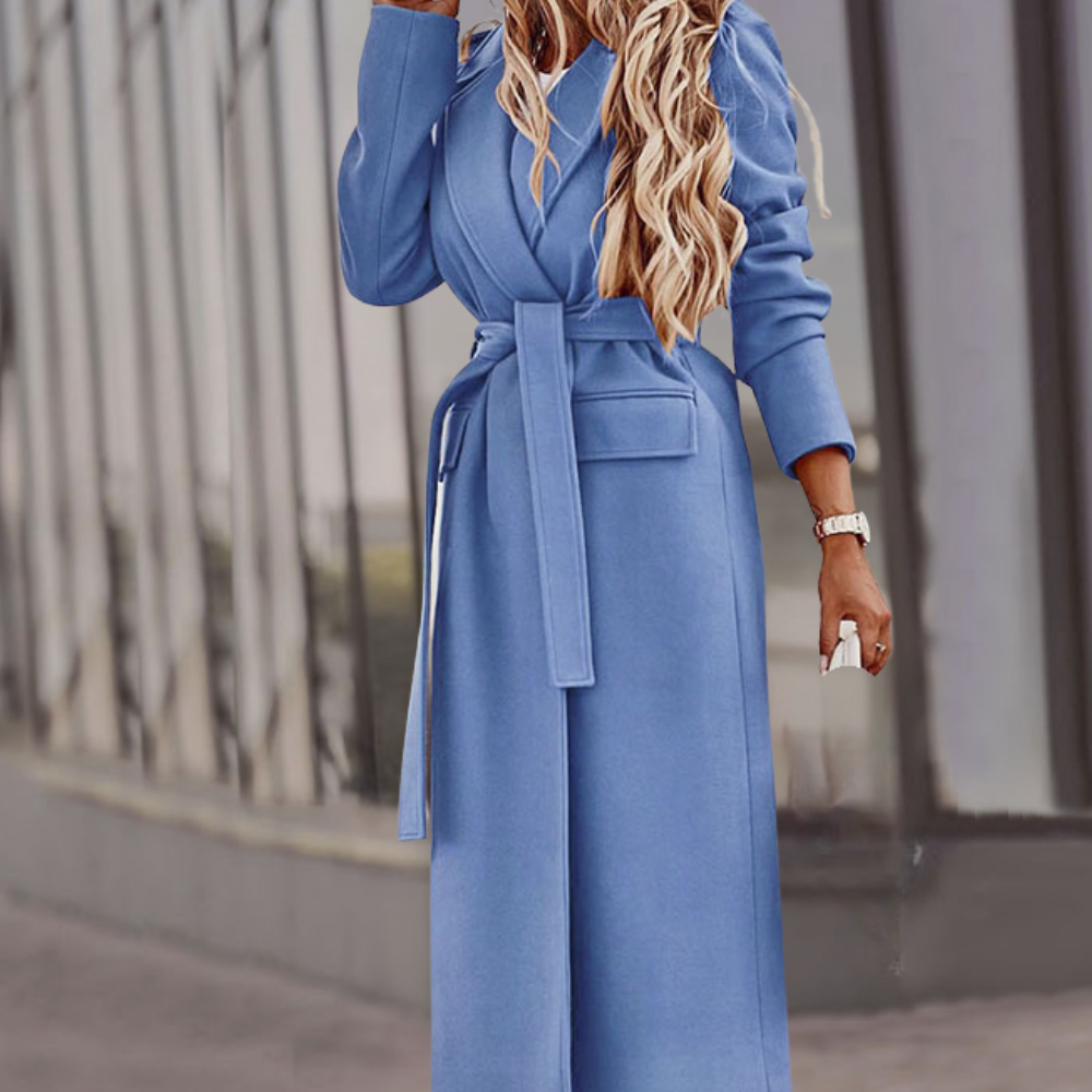 Manteau Long Ceinturé | Coton | Élégance Structurée et Intemporelle