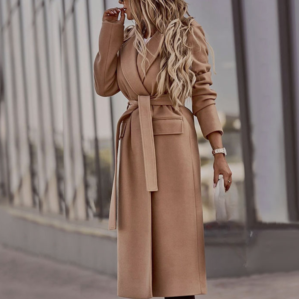 Manteau Long Ceinturé | Coton | Élégance Structurée et Intemporelle