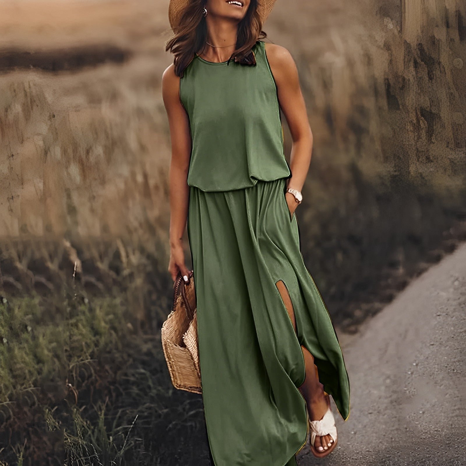 Robe Longue d’Été | Viscose | Fluide et Fendue