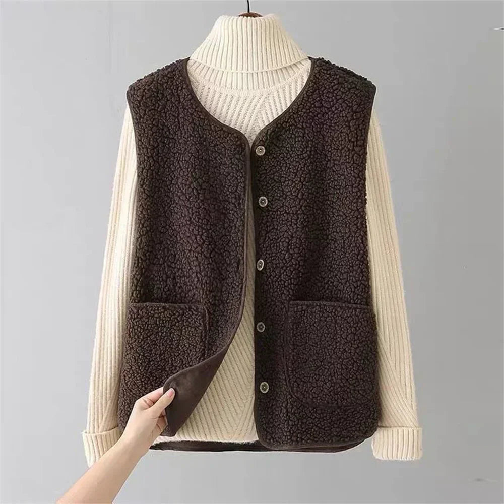 Gilet Sans Manches en Sherpa | Doux & Chaud | Style Cosy Hivernal