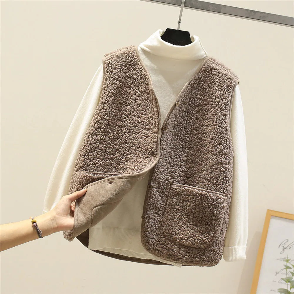 Gilet Sherpa Sans Manches | Effet Laine de Mouton | Chaud, Léger et Décontracté