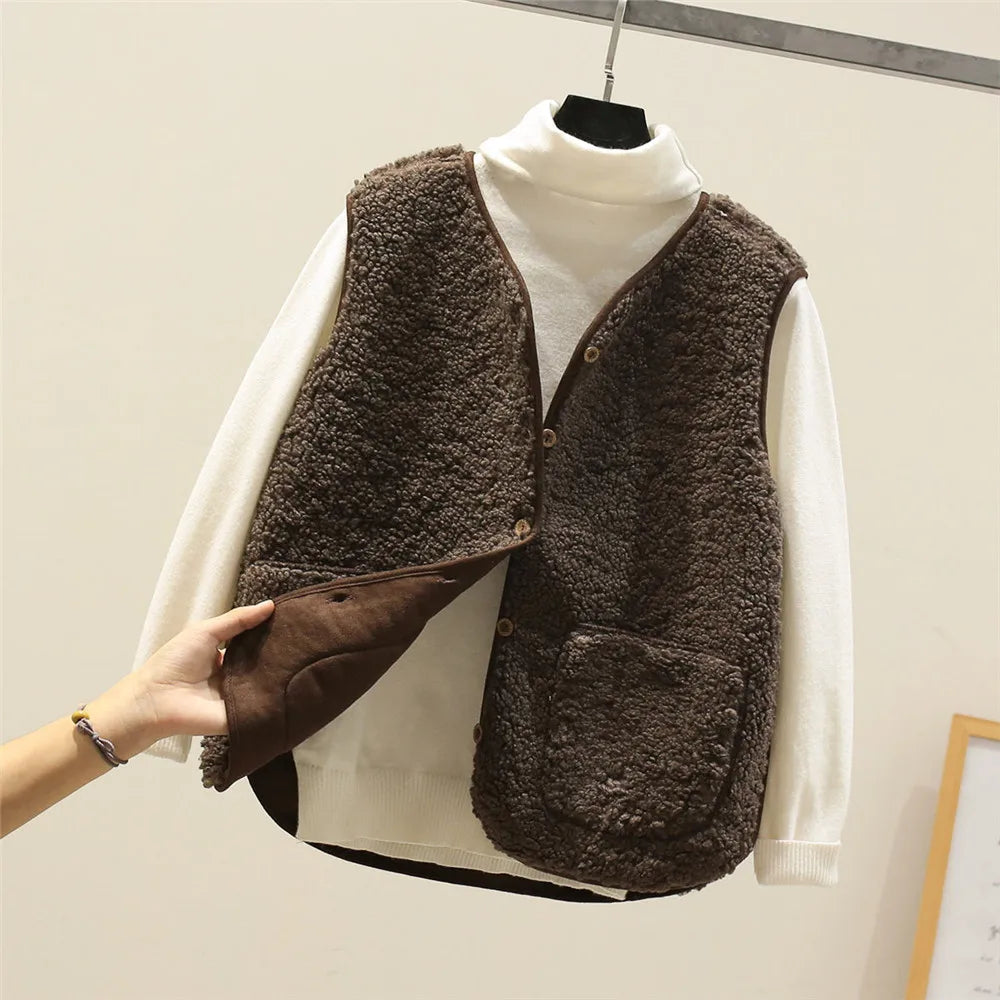 Gilet Sherpa Sans Manches | Effet Laine de Mouton | Chaud, Léger et Décontracté