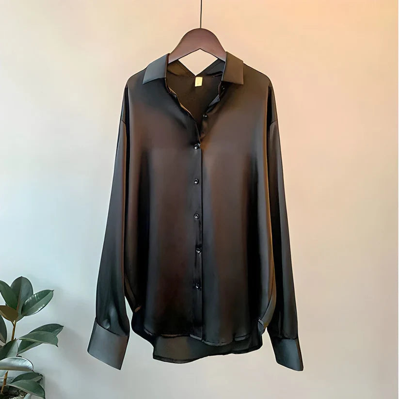 Lumière Satinée | Chemise Oversize Brillance Chic Femme