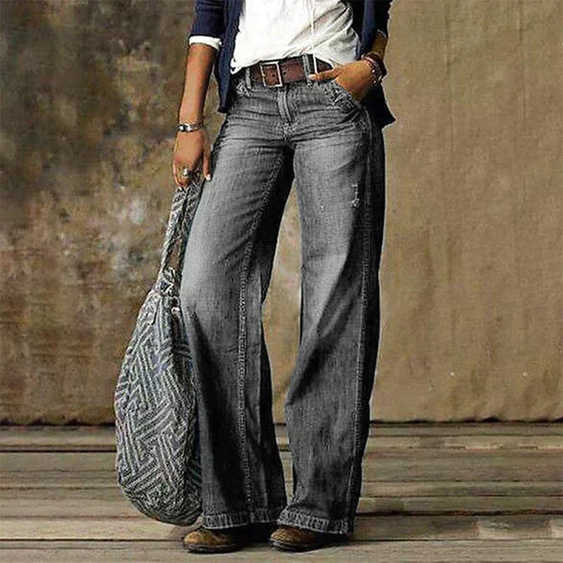 Jean Large en Denim | Coton & Polyester | Style Rétro et Confort