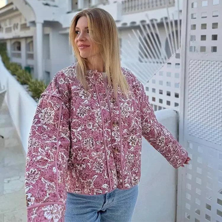 Veste Matelassée Imprimé Floral | Douceur Bohème et Confort Chaleureux