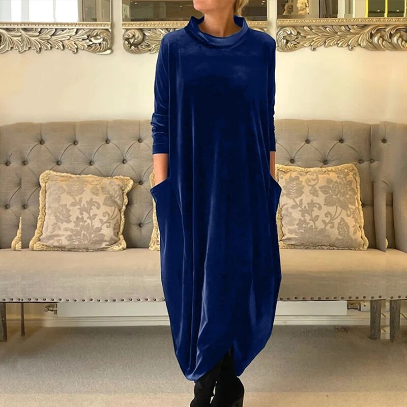 Robe Longue Velours | Confort Élégant pour l’Hiver