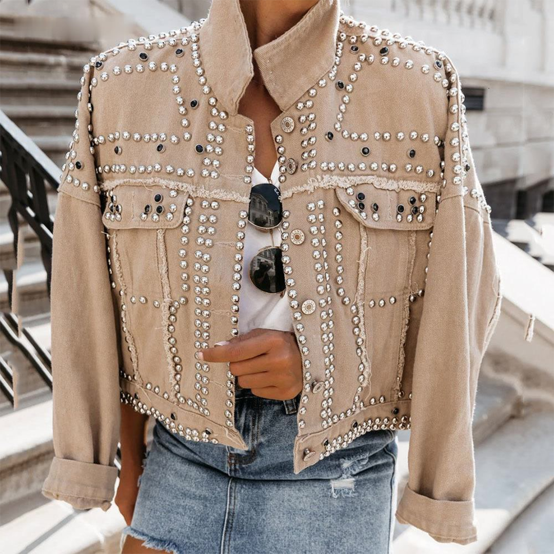 Veste Courte à Clous | Coton | Style Audacieux et Glam