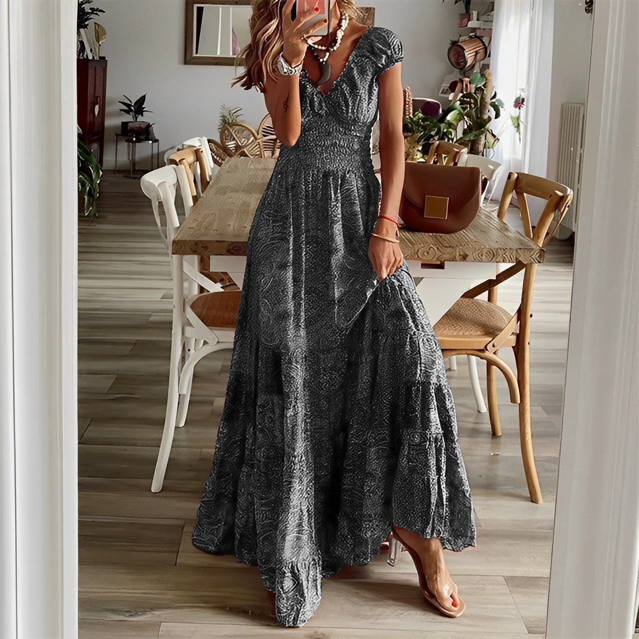 Robe Longue Bohème Bleue | Élégance Décontractée d'Été