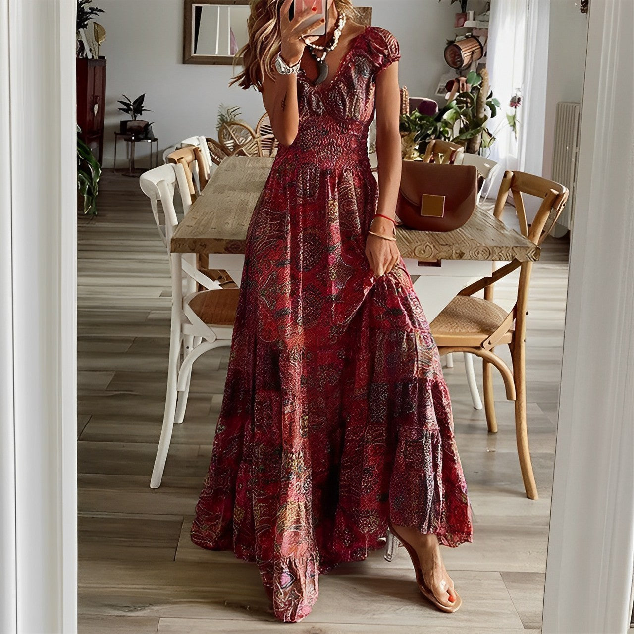 Robe Longue Bohème Bleue | Élégance Décontractée d'Été