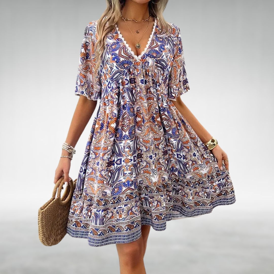 Robe Courte Bohème Femme | Imprimé Coloré | Légère & Fluide